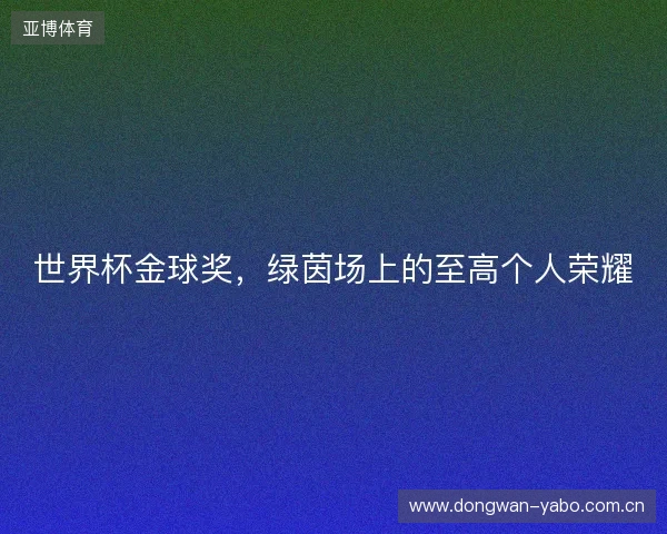 世界杯金球奖，绿茵场上的至高个人荣耀