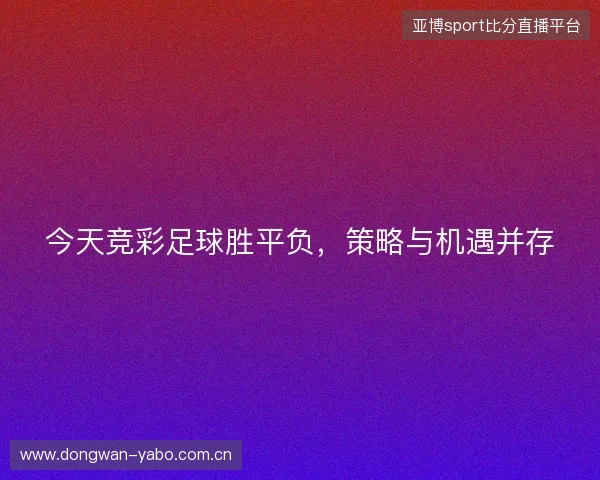 今天竞彩足球胜平负,策略与机遇并存 今天竞彩足球胜平负,策略与机遇并存